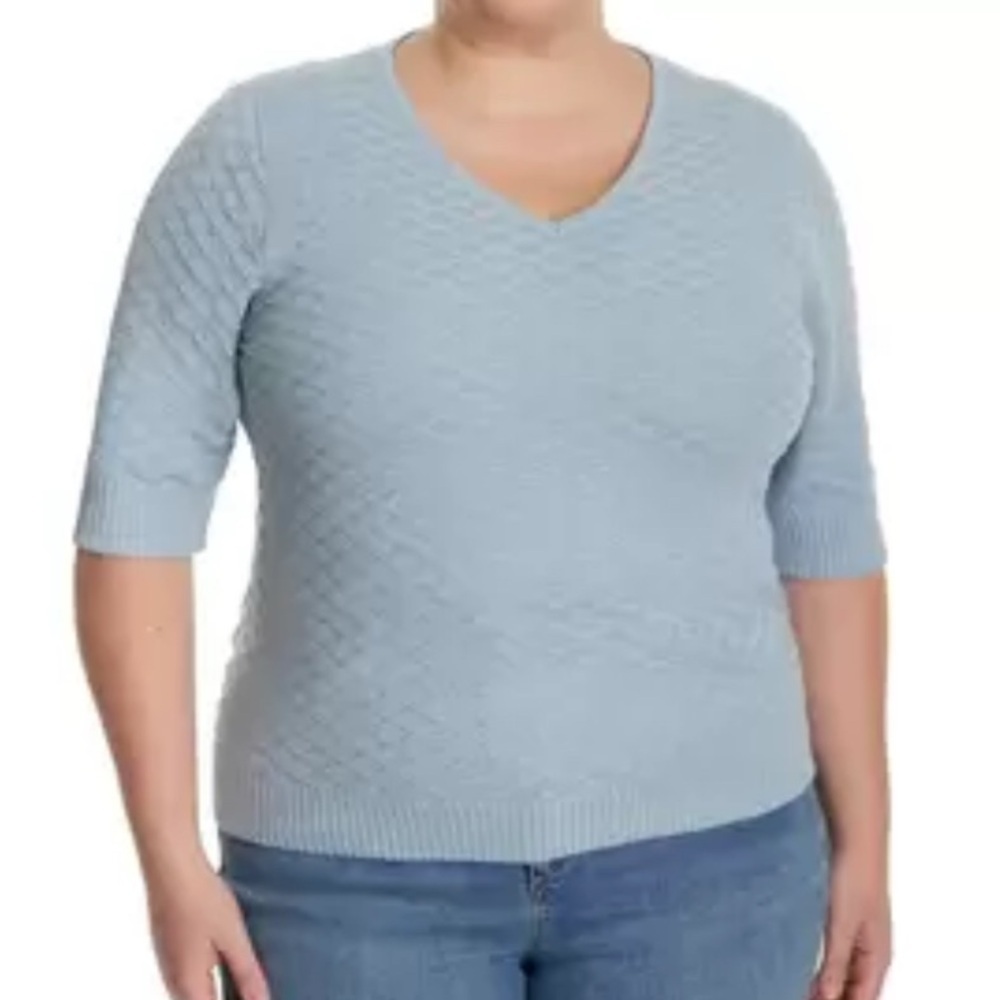 Ella Moss Elbow Sleeve Textured Knit Sweater